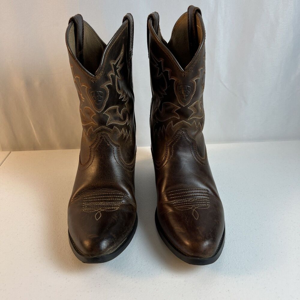 Unisex Kids Ariat Heritage Western Boot Brown Leather Size 3